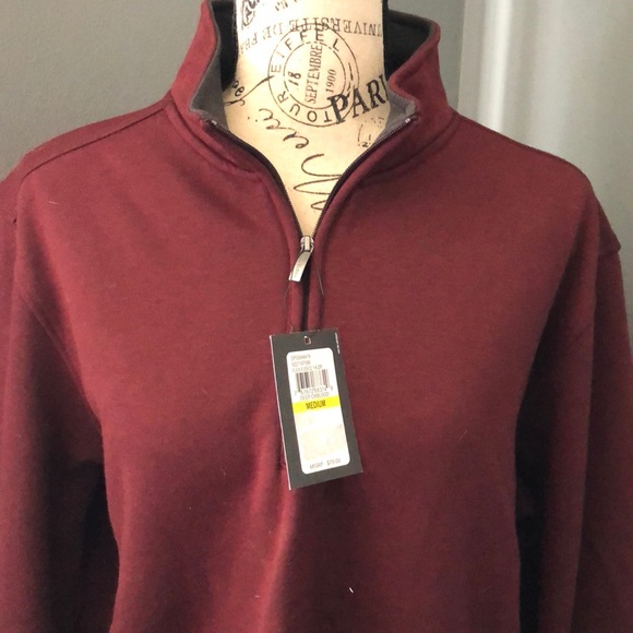 NWT maroon classic fit zip up sweatshirt size M - Picture 2 of 9